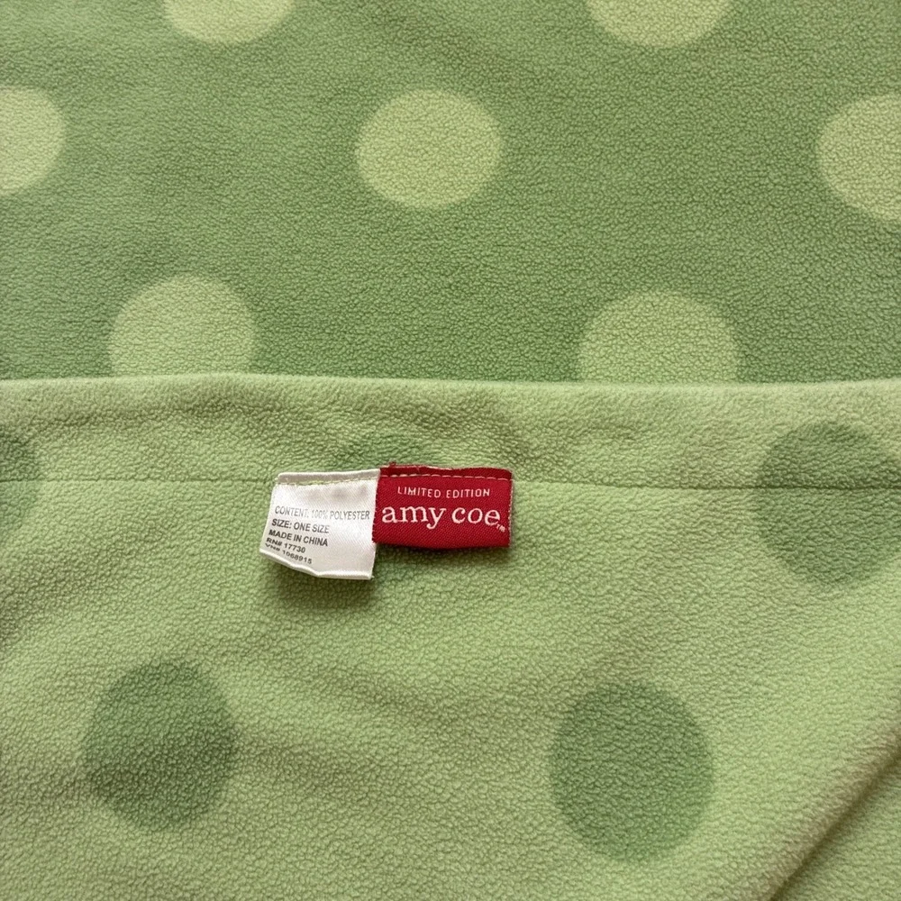 Amy Coe Baby Blanket Dots Green Microfleece Reversible Limited Edition